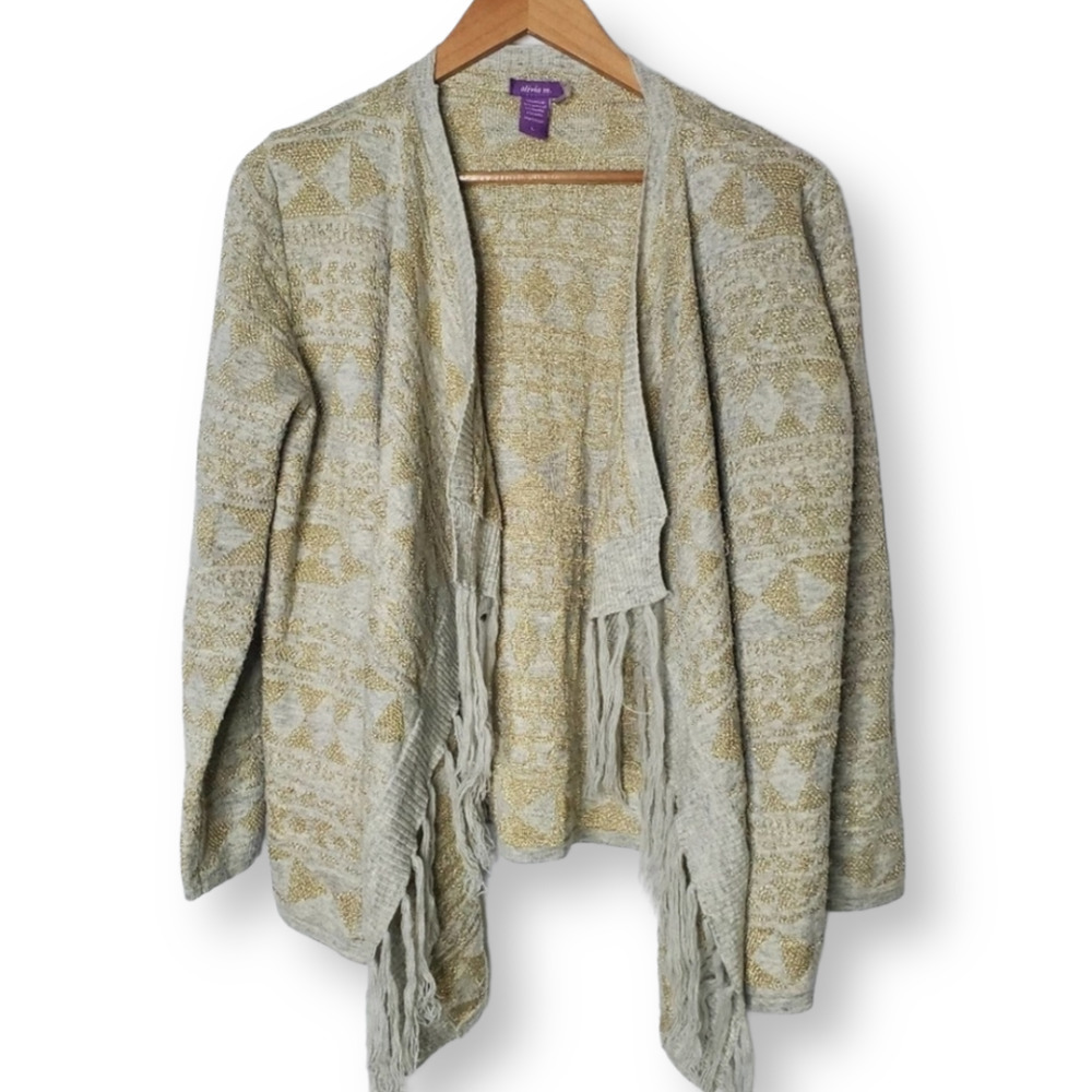 Olivia M. Sweater Cardigan Gray Gold Size L